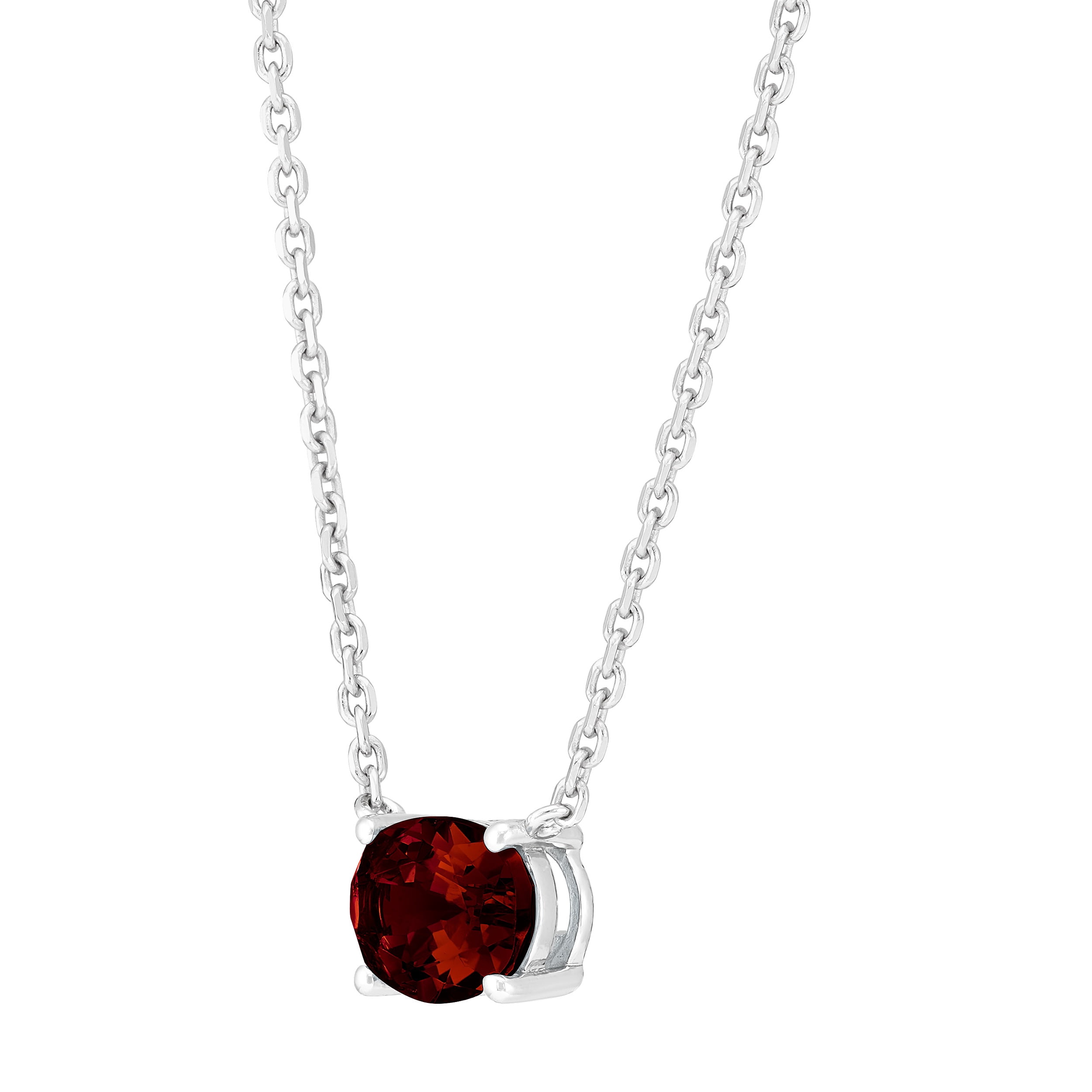 Brilliance Fine Jewelry Oval Garnet Necklace in Sterling Silver
