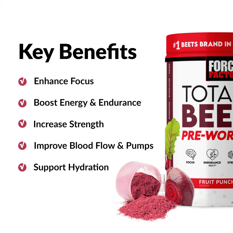 Force Factor Total Beets Pre Workout Powder, Nitric Oxide Booster