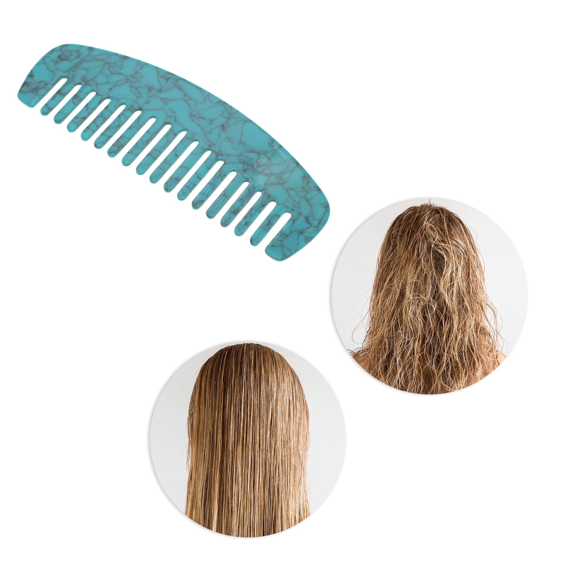 Unique Bargains 1 Pc Durable Marble Hair Comb Designed for All Hair Types Styles Lake Blue