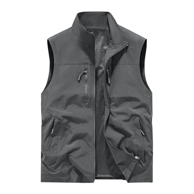 Veste d'Extérieur pour Hommes, Coupe Ample avec Multiples Poches, Tissu Polyester, Manches Longues, Sans Capuche, Vert Militaire, pour Randonnée et Tenue Décontractée