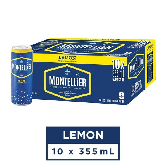 Montellier Carbonated Mineral Water with Natural Lemon Flavor 10x355mL, 10x355mL