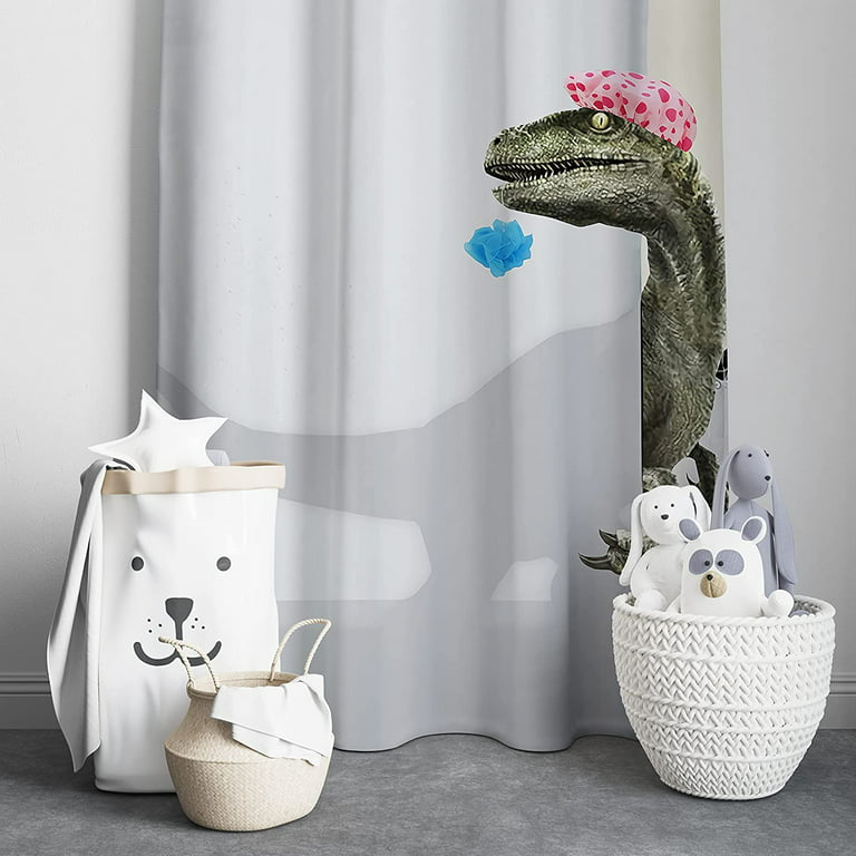 Funny Dinosaur Raptor Shower Curtain for Bathroom 72 w x72 L