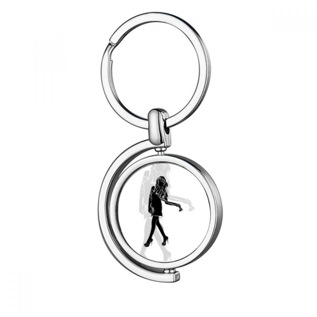 Hot Beautiful woman Silhouettes stand Rotating keychain Metal Keyring Holder