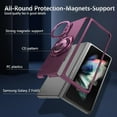 thumbnail image 6 of Magnetic Case for Samsung Galaxy Z Fold 3 Case with Kickstand & Ring Holder, [Compatible with MagSafe Charging] Slim Ultra PC Back Scratch-Resistant Military Grade Shockproof Case, Wine, 6 of 7