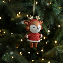 Honeeladyy 1 PC Glitter Reindeer Hanging Ornament Collection Figurine Hanging Ornament, Christmas Decoration for Xmas Tree Holiday Party Home Gifts