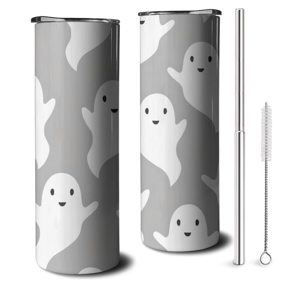 Black Cat Halloween 20oz Skinny Tumbler - Full Moon Pattern Stainless Steel Travel Friendly Mug