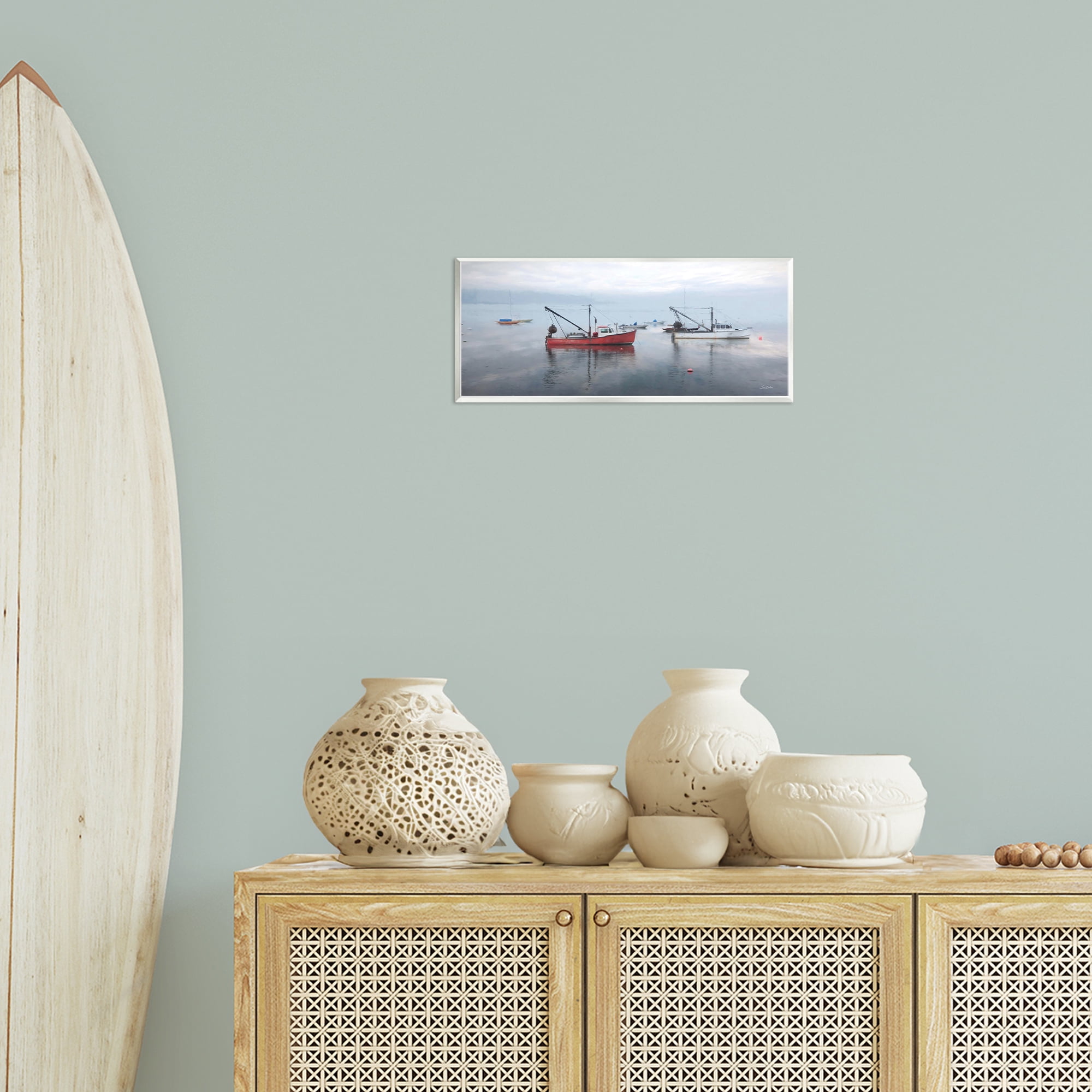 Stupell Industries Boat Harbor Seascape Nautical & Beach Photography Unframed Art Print Wall Art, 17 x 7