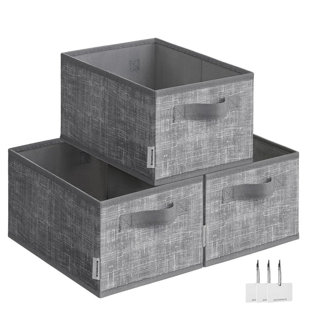 Juego de 3 cestas de tela SONGMICS para almacenamiento, color gris totora, 9 L