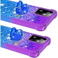 thumbnail image 4 of Slim Fit Phone Case for Motorola G Power 2023, Shiny Bling Quicksand Effect TPU Bumper Ring Bracket Case,Four Corners Heavy Anti-Fall Protection Cover for Moto G Power 2023,Purple Blue, 4 of 7