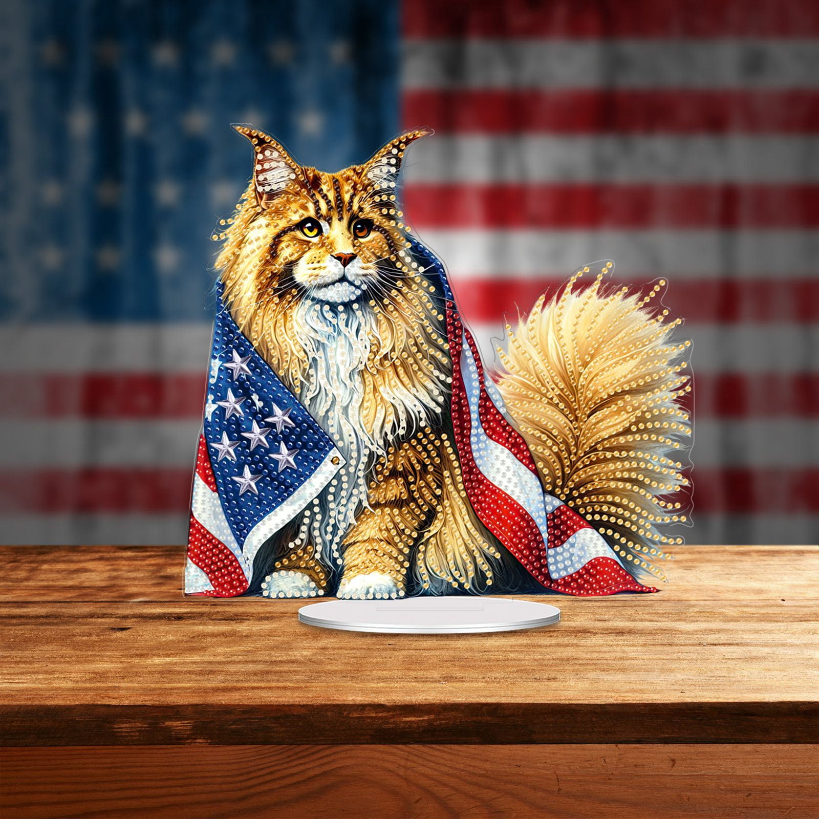 FLOPESN DIY Diamond Art Painting American Independence Day Creative，9.84*9.84in Animal Design,Add Festive Atmosphere Home Desktop Decorations