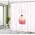 thumbnail image 4 of Ambesonne Birthday Shower Curtain, Cupcake with Cherry Art, 69"Wx70"L, Soft Pink Dark Coral Blue, 4 of 4