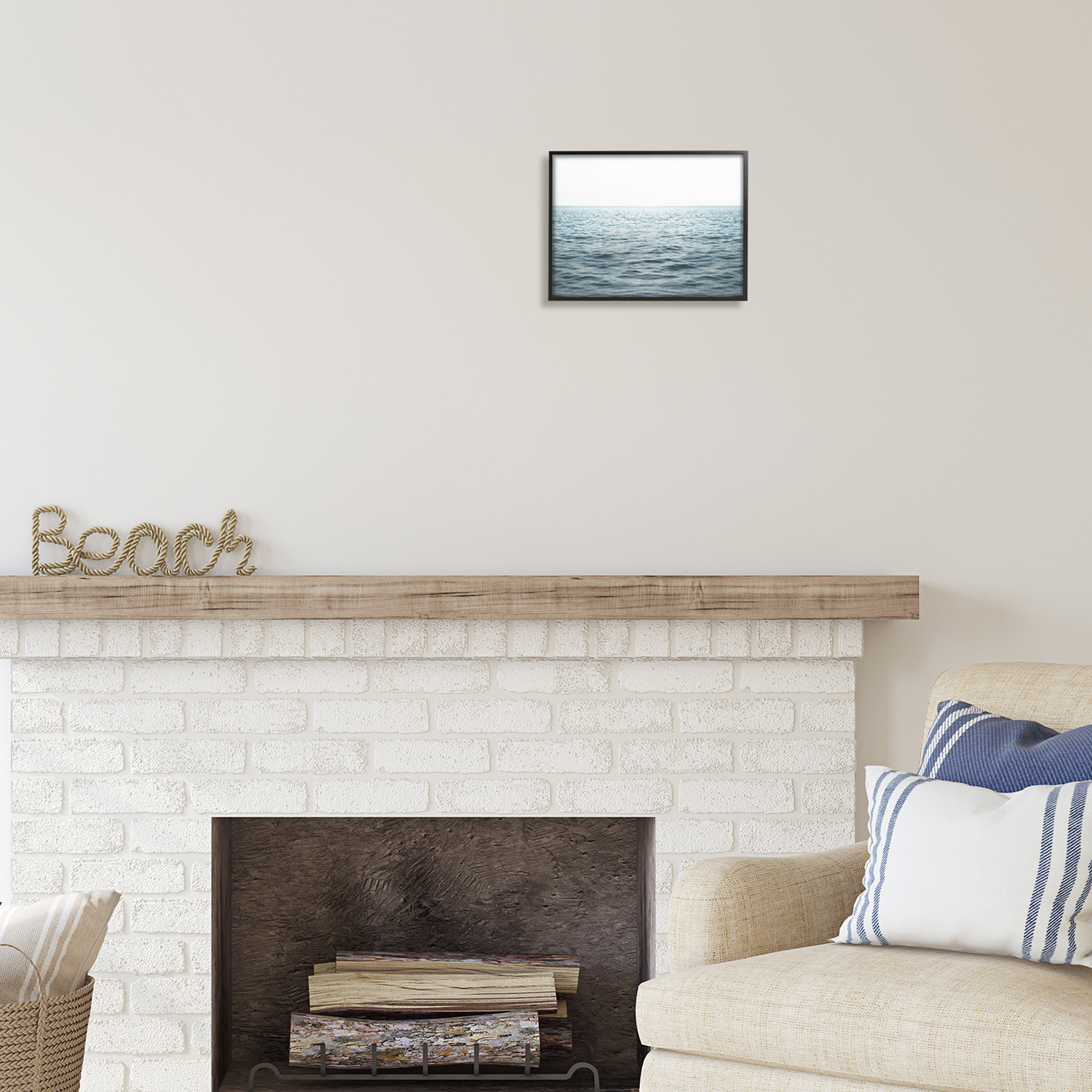 Stupell Industries Blue Sea Waves Photography Nature Photography Black Framed Art Print Wall Art, 14 x 11
