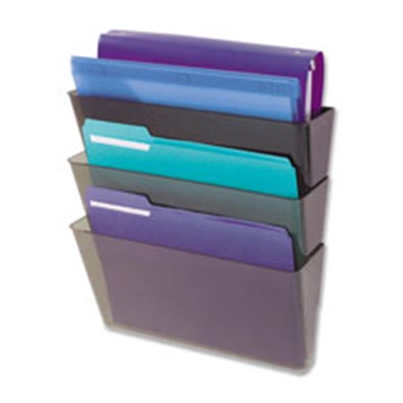 Deflect-O Wall Files, with Hardware, Ltr, 3-PK, 14 in. x 4 in. x 7 in., Smoke