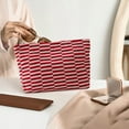 thumbnail image 5 of Yonrjhukm Woolen Knitted Cosmetic Bag, Striped Color-blocked Makeup Organizer, Portable Multi-functional Pencil Case, Soft Yarn Fabric for Cosmetics & Stationery Storage, 5 of 8