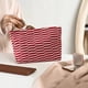 thumbnail image 5 of Bolso Cosmético Tejido de Lana con Bloque de Color a Rayas, Verde Rojo, Poliéster, Gran Capacidad 25x17x6cm, Estuche para Lápices Portátil Multifuncional, 5 of 8