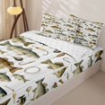 thumbnail image 2 of Manfei Vintage Fishing Zipper Queen Comforter Set with Fitted Sheet and 2 Pillowcases, Freshwater Fish Zipper Bedding Set, White Beige, Reversible, 4-Piece, 2 of 7