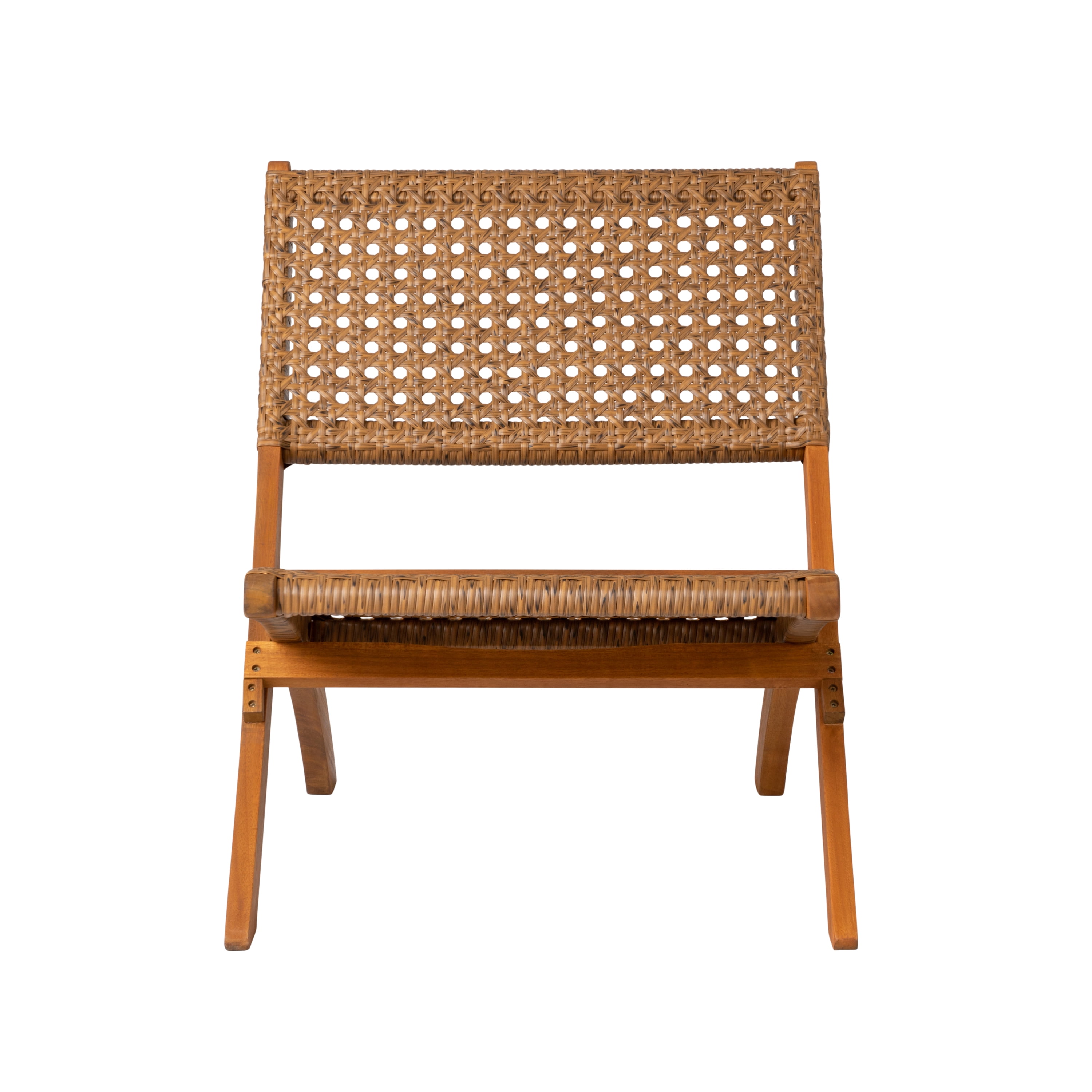 Balkene Home Sava Indoor Outdoor Folding Chair, Portable Seating Acacia Wood Woven Seat - Tan Webbing