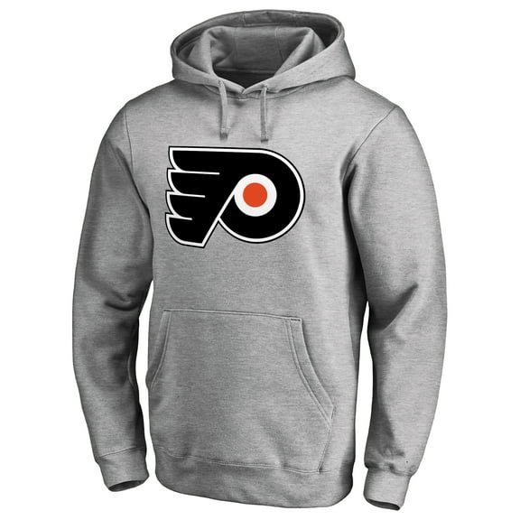 Men's Heather Gray Philadelphia Flyers Primary Team Logo Fleece Fitted Pullover Hoodie