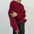 thumbnail image 6 of INCERUN Mens Fluffy Faux Fur Jumper Sweater Long Sleeve Winter Casual Loose Pullover, 6 of 8