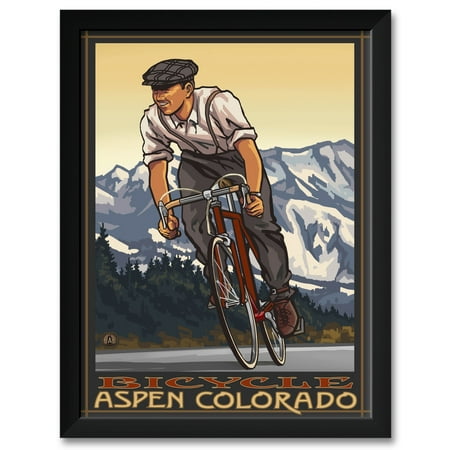 Aspen Colorado Downhill Biker Mountains Framed Art Print by Paul A. Lanquist. Print Size: 18