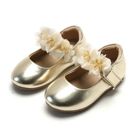 

THEE BRON Toddler Girl Mary Jane Party Glitter Princess Wedding Dress Shoes (28-Gold 13M)