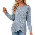 thumbnail image 1 of HKEJIAOI Chemises à Manches Longues en Polyester pour Femmes Col Rond Uni Blouses Habillées Tops Décontractés Manches Longues, 1 of 6