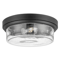 Prominence Home Madelyn 13" Bronze Flush Mount Indoor/Outdoor Light with Square Clear Seeded Glass Shade