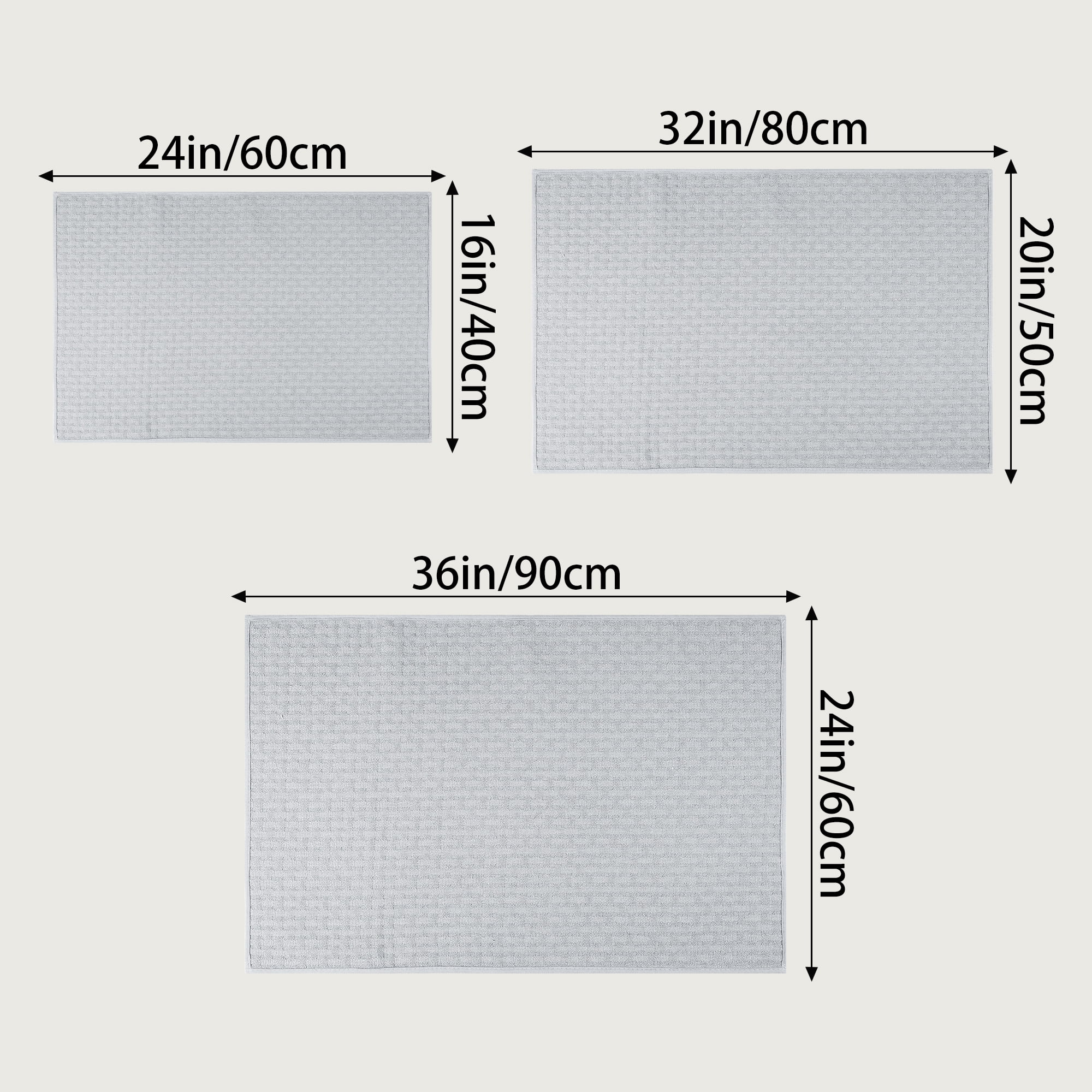 Unique Bargains Weaving Pattern Soft Absorbent Bath Mat Light Grey 16" x 24"