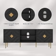 thumbnail image 5 of HLR 63''Modern Black TV Stand for 65/70/75 inch TV, Entertainment Center with Storage Cabinet, Mid CenturyTV Console,Embossed Pattern TV Stand, TV Media Console for Living Room, Bedroom, 5 of 14