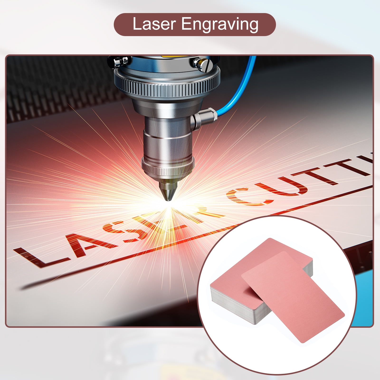 Unique Bargains Metal DIY Business Cards Blank Aluminum Laser Engrave Printable Name Card Rose Gold