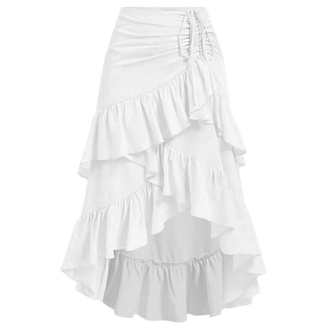 Jupe de Pirate Renaissance pour Femmes Gothique Steampunk Victorienne Jupes Blanc P