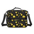 thumbnail image 2 of Softballs and Text Black Pattern Insulated Lunch Bag with Shoulder Strap and Bottle Holder,Bento School Lunch Bag Box,11x9.5x3.5 Inches, 2 of 5