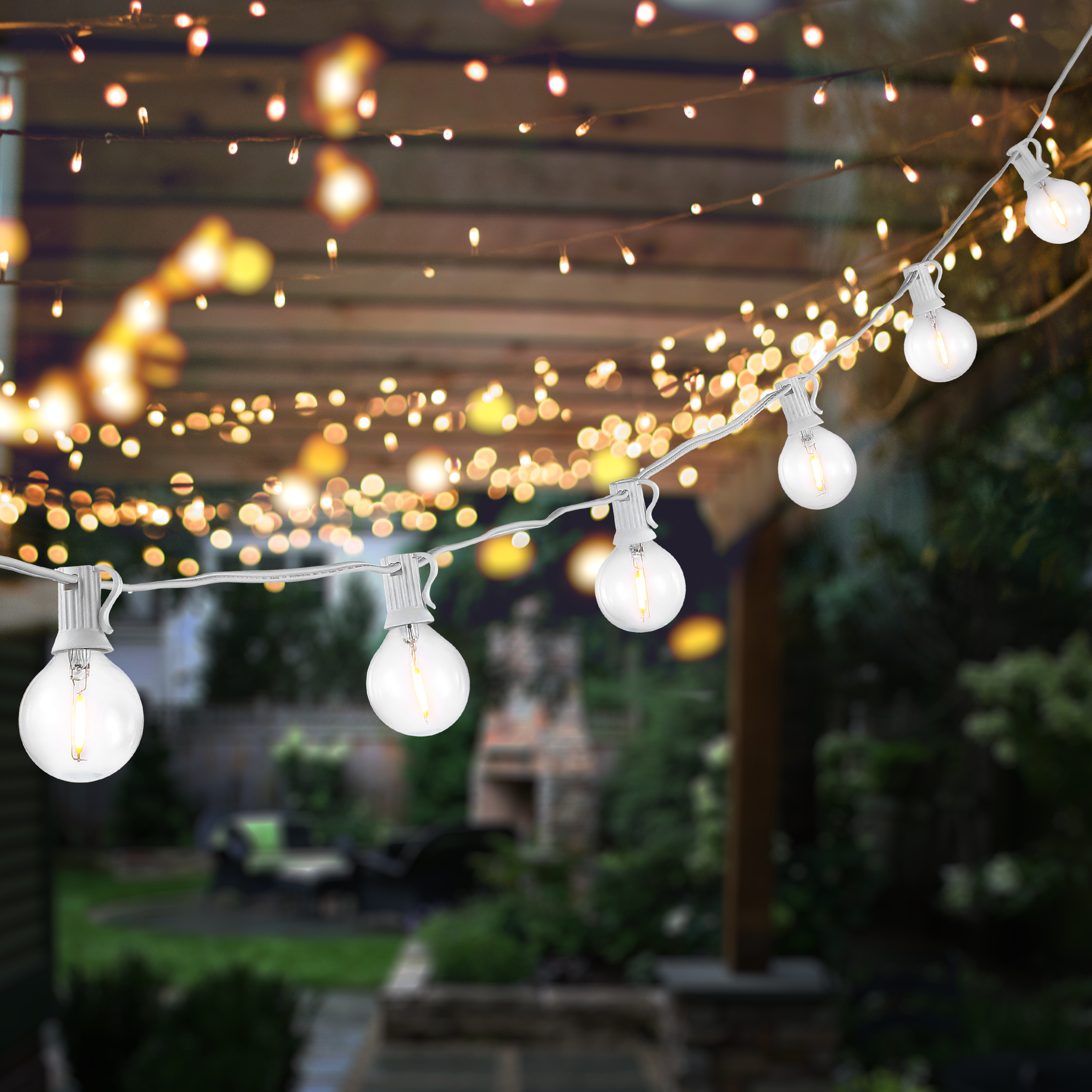 SAFAVIEH Chiera 10-Light G40 White Metal Outdoor String Light