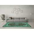 thumbnail image 3 of Ahgly Company Machine Washable Indoor Round Medallion Turquoise Blue Traditional Area Rugs, 8' Round, 3 of 4