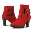 thumbnail image 3 of Pennysue Women's Chunky Heel Red Buckle Ankle Boots Thick Heeled Layered Zip-Up Ladies'Booties Size 9M, 3 of 6