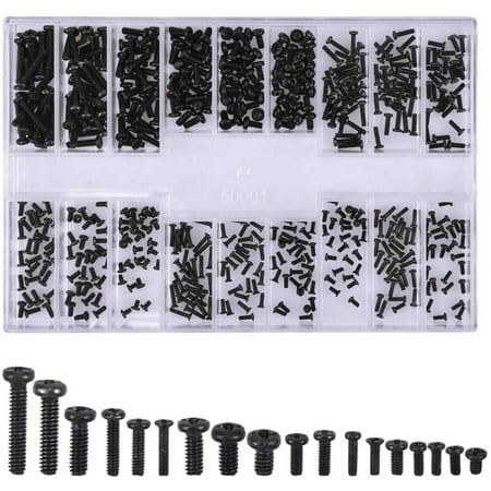 

500 Pieces Screw Kit Countersunk Screws Micro Screws Of Repair Tool Kits For Computer Repair Eyewear Watch Jewelry Easy To Wear M1.2 M1.4 M2 Black