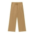 thumbnail image 5 of FAOWME Teen Girls Casual Linen Pants Lightweight Summer Loose Fit Elastic Waist Plus Size Solid Color Long Trousers Khaki 13-14 Years, 5 of 6