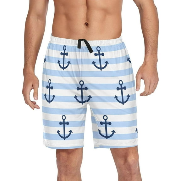 GZHJMY Anchor Pajama Pants Short for Men, Lounge Pants Lightweight Men Pajama Bottoms with Drawstring Pockets, Christmas New Year Birthday Gifts, Large