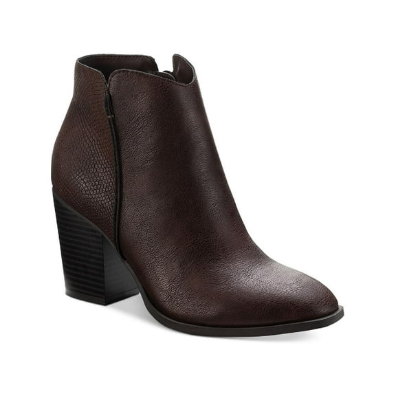 Sun   Stone Womens Graceyy Faux Leather Block Heel Ankle Boots