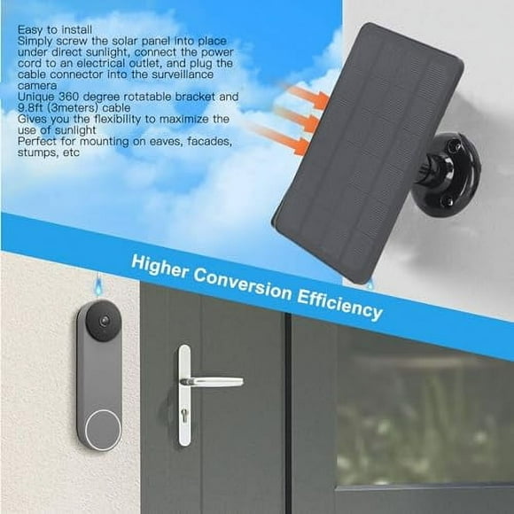 10W Solar Panel Charger, 6V IP65 Waterproof Potable Camera Solar Panel Charger Maintainer, Monocrystalline Silicon Solar Charger Power Banks for Arlo Pro 3 4 5S for Arlo Ultra