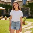 thumbnail image 3 of Girls Clothes White T Shirt Atheltic Shirt Slim Fitted Drawstring Side Summer Clothes Girls 13-14 Years, 3 of 5