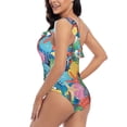 thumbnail image 4 of Sikiie Starfish And Algae Print Women One Piece Swimsuits Tummy Control One Shoulder Bathing Suits Ruffle Swimwear, From S to XXL-Large, 4 of 6