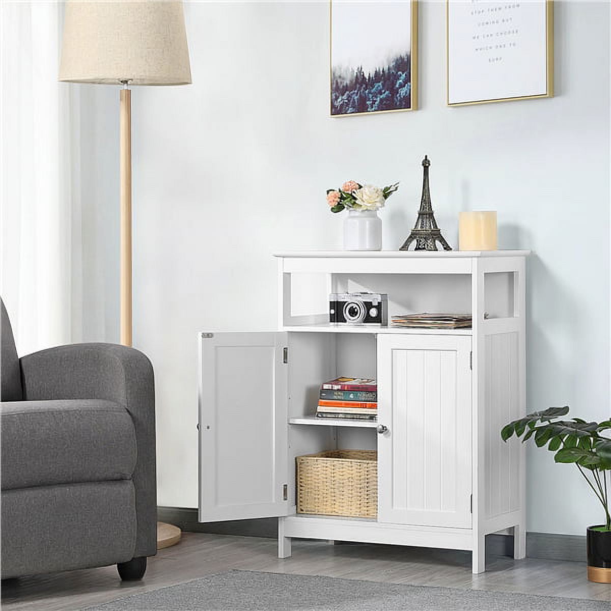 Renwick Multifunctional Bathroom Storage Cabinet with Adjustable Shelf,White