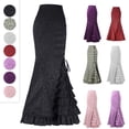 thumbnail image 5 of Faldas largas para mujeres, faldas de sirena retro de cintura alta estilo punk faldas largas ajustadas con volantes, 5 of 5