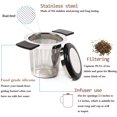 thumbnail image 4 of Filtro de té de acero inoxidable Infusor de té Colador de té con orificio fino Mango de silicona y tapa para taza Tetera o hierbas en la cocina (Negro), 4 of 5