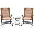 thumbnail image 1 of Outsunny 3pc Patio Foldable Rocking Chair Set, Light Brown, 1 of 10