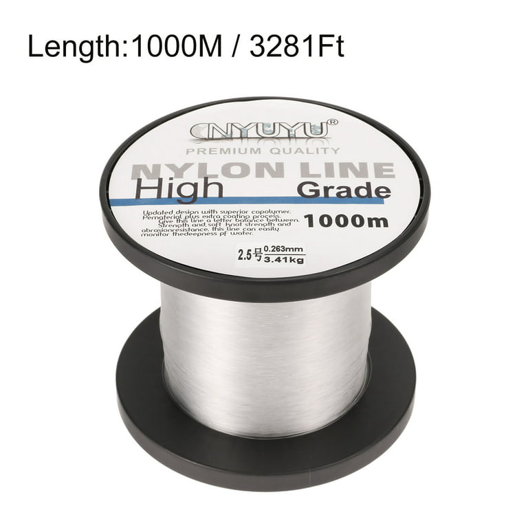 Uxcell 3281ft 8lb 2.5#Fluorocarbon Coated Monofilament Nylon Fishing Line String Wire Clear