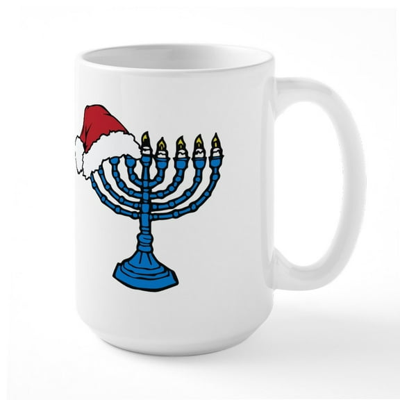 CafePress - Hanukkah And Christmas - 15 oz Ceramic Large White Novelty Mug