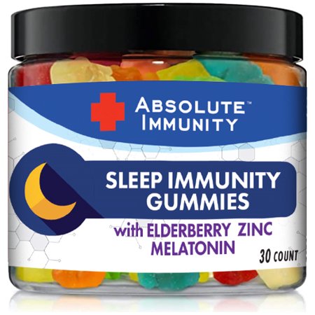 Absolute Immunity- Zinc and Elderberry Sleep Gummies with Melatonin, Helps with Occasional sleeplessness, Immune System Support, Adults and Kids 30ct