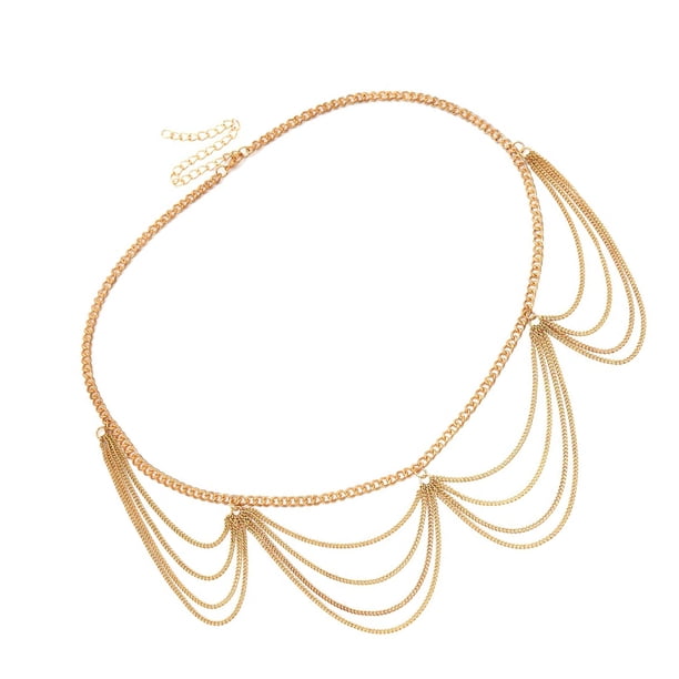 Minnieouse Cadena de cintura exquisito adorno de múltiples capas para el vientre adornos de cinturón en forma de onda joyería de estilo Simple para Ropa, zapatos y accesorios Miscelánea Oro Minnieouse AP009789-01